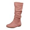Women's Slouchy Faux Suede Leather Mid Calf Flats Boots Pull On Round Toe Flat Heel Fall Weather Winter Boots view 1