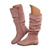 Women's Slouchy Faux Suede Leather Mid Calf Flats Boots Pull On Round Toe Flat Heel Fall Weather Winter Boots view 4