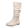 Women's Slouchy Faux Suede Leather Mid Calf Flats Boots Pull On Round Toe Flat Heel Fall Weather Winter Boots view 1