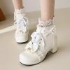 Goth Platform Boots Lace Up Chunky High Heels Ankle Boots with Bow Gothic Cosplay Booties Zipper Punk Shoes view 4