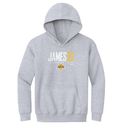 500 LEVEL LeBron James Los Angeles Lakers Youth Hoodie Sweatshirt - LeBron James Los Angeles Lakers Elite WHT (Gray, Medium)