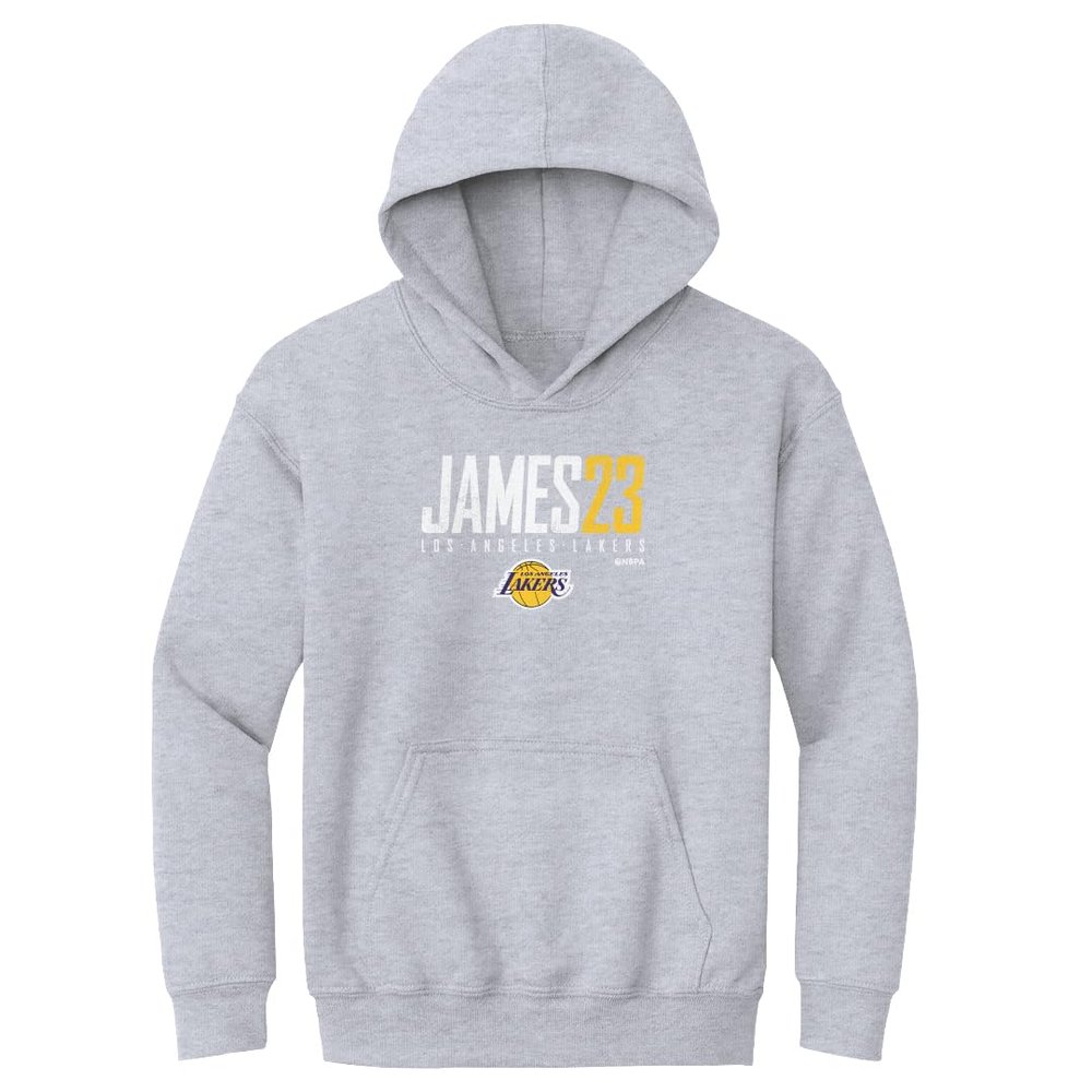 500 LEVEL LeBron James Los Angeles Lakers Youth Hoodie Sweatshirt - LeBron James Los Angeles Lakers Elite WHT (Gray, Medium)