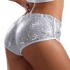 Sequin Booty Shorts Silver Shiny Hot Shorts for Women Girls Elastic Low Waist Dance Bottoms Rave Hot Pants for Night Out Party Festival view 1
