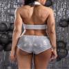 Sequin Booty Shorts Silver Shiny Hot Shorts for Women Girls Elastic Low Waist Dance Bottoms Rave Hot Pants for Night Out Party Festival view 2