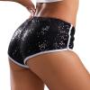 Black Sequin Shorts Girls Glitter Booty Shorts Women Elastic Low Rise Cheecky Shorts Shiny Rave Bottoms for Nightout Club Pole Dance Cheerleading view 1
