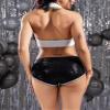 Black Sequin Shorts Girls Glitter Booty Shorts Women Elastic Low Rise Cheecky Shorts Shiny Rave Bottoms for Nightout Club Pole Dance Cheerleading view 2