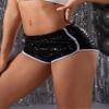 Black Sequin Shorts Girls Glitter Booty Shorts Women Elastic Low Rise Cheecky Shorts Shiny Rave Bottoms for Nightout Club Pole Dance Cheerleading view 3