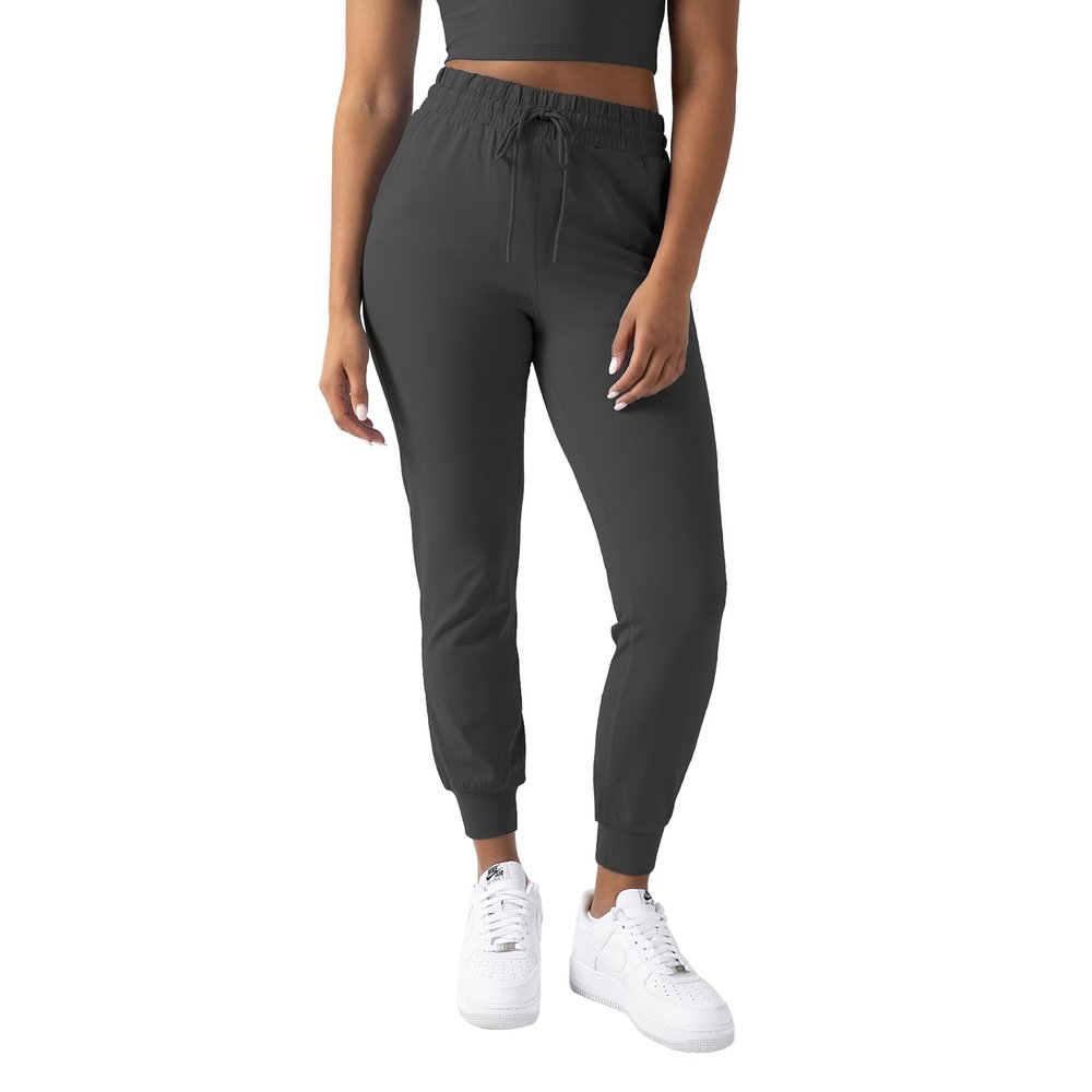 YITTY Active Women's Ultraluxe High-Waist Jogger Pant, Athleisure, Draw-String, Breathable, Pockets, Onyx, S, Regular