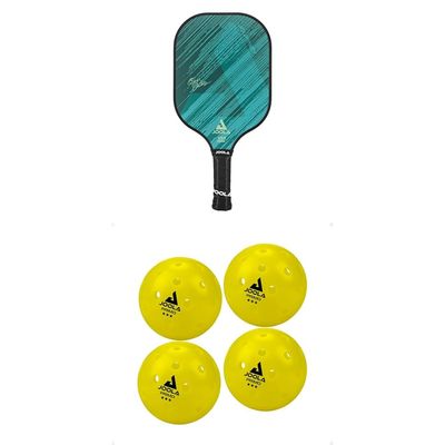 JOOLA Journey Pickleball Paddle  Fiberglass Graphite Surface for Power, Lightweight w/Increased Control - USAPA Approved, Green 10mm + JOOLA Primo Indoor/Outdoor Pickleball Balls