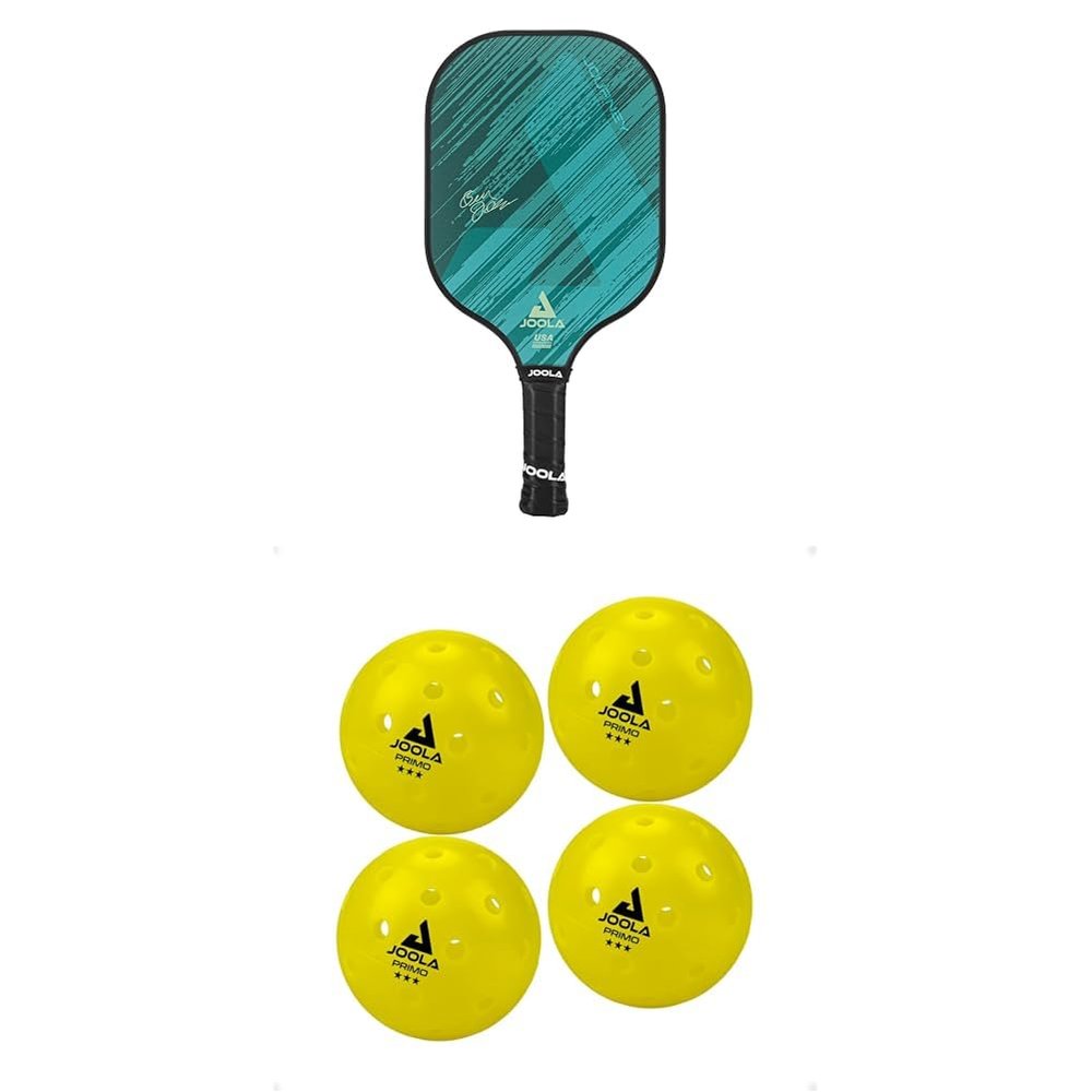 JOOLA Journey Pickleball Paddle  Fiberglass Graphite Surface for Power, Lightweight w/Increased Control - USAPA Approved, Green 10mm + JOOLA Primo Indoor/Outdoor Pickleball Balls