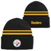 Outerstuff NFL Kids Youth 8-20 Official Cold Weather Striped Cuffed Knit Beanie Hat (US, Alpha, One Size, Pittsburgh Steelers) view 1