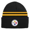 Outerstuff NFL Kids Youth 8-20 Official Cold Weather Striped Cuffed Knit Beanie Hat (US, Alpha, One Size, Pittsburgh Steelers) view 2