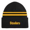 Outerstuff NFL Kids Youth 8-20 Official Cold Weather Striped Cuffed Knit Beanie Hat (US, Alpha, One Size, Pittsburgh Steelers) view 3