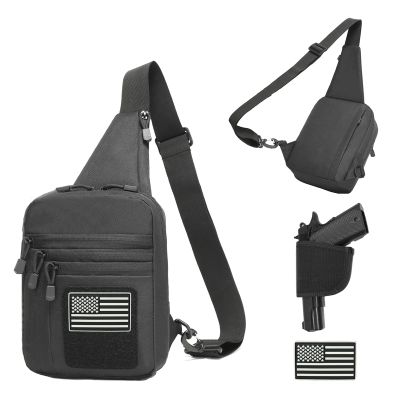 Small Tactical Sling Bag for Men CCW Sling Bag for Right&Left Hand Shoulder Holster Bag for Carry of handguns Black