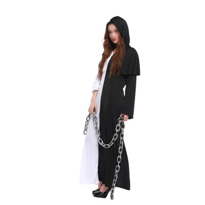 AOKWAWALIY Hood Vintage Horror Cape Black Costume for Halloween Polyester Robe Mysterious Design