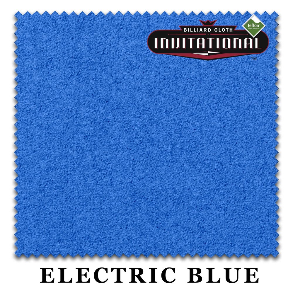 7' Championship Invitational Teflon Billiard Pool Table Felt Cloth - Electric Blue - w/Spots - Pre-Cut Rails