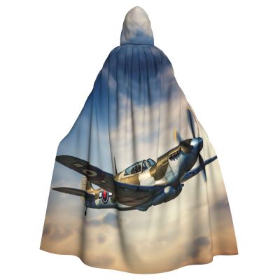 YKJJFVZ World War 2 Aircraft Airplane Print Rogue Cosplay Adult Halloween Witch Hooded Cloak Cape Unisex Costume For Horror Parties Masquerade