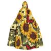 YKJJFVZ Yellow Sunflowers With Red Butterfly04 Print Rogue Cosplay Adult Halloween Witch Hooded Cloak Cape Unisex Costume For Horror Parties Masquerade view 1