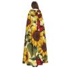 YKJJFVZ Yellow Sunflowers With Red Butterfly04 Print Rogue Cosplay Adult Halloween Witch Hooded Cloak Cape Unisex Costume For Horror Parties Masquerade view 4