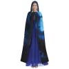 YKJJFVZ Blue Chinchillas And Moon2 Print Rogue Cosplay Adult Halloween Witch Hooded Cloak Cape Unisex Costume For Horror Parties Masquerade view 2