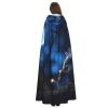 YKJJFVZ Blue Chinchillas And Moon2 Print Rogue Cosplay Adult Halloween Witch Hooded Cloak Cape Unisex Costume For Horror Parties Masquerade view 4