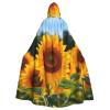 YKJJFVZ Sunflower Garden1 Print Rogue Cosplay Adult Halloween Witch Hooded Cloak Cape Unisex Costume For Horror Parties Masquerade view 1