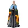 YKJJFVZ Sunflower Garden1 Print Rogue Cosplay Adult Halloween Witch Hooded Cloak Cape Unisex Costume For Horror Parties Masquerade view 3