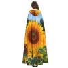YKJJFVZ Sunflower Garden1 Print Rogue Cosplay Adult Halloween Witch Hooded Cloak Cape Unisex Costume For Horror Parties Masquerade view 4