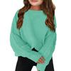 INFULEIMU Girls Sweaters Crewneck Long Sleeve Kids Sweater Fall Winter Chunky Knit Pullover Jumper 5-14 Light Green view 1