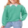 INFULEIMU Girls Sweaters Crewneck Long Sleeve Kids Sweater Fall Winter Chunky Knit Pullover Jumper 5-14 Light Green view 2