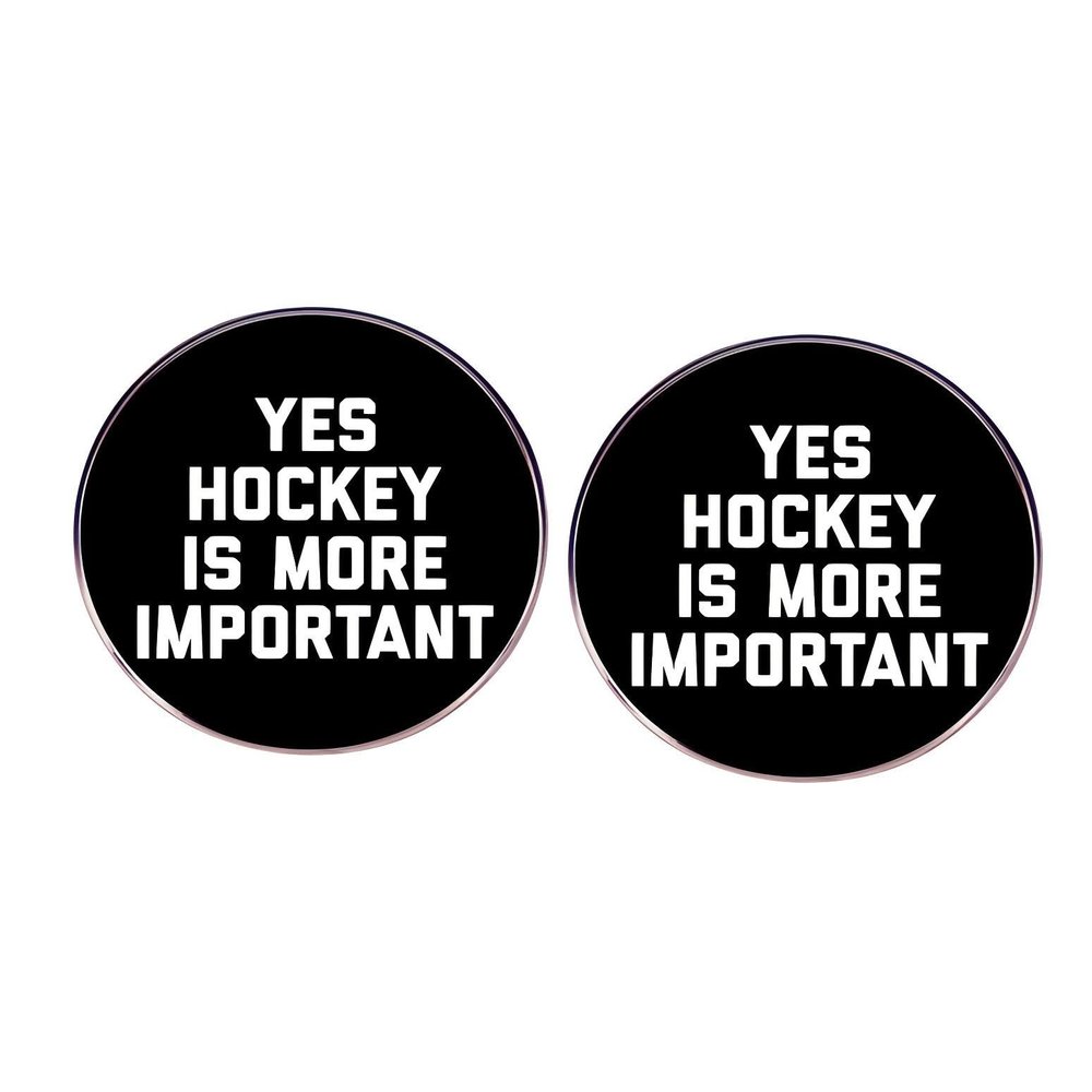 2pcs HOCKEY lapel pins, YES HOCKEY IS MORE IMPORTANT enamelled pins, HOCKEY player fan backpack hat accessory
