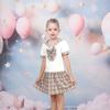 Sunny Fashion Girls Dress Brown Check Bow Tie Sailor Uniform School Short Sleeve Size 12 view 2