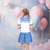 Sunny Fashion Girls Dress Blue Plaid Bow Tie Sailor Uniform School Short Sleeve Size 8 view 4