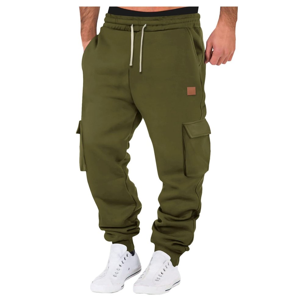 Men's Cargo Sweatpants Drawstring Relaxed Fit Comfy Cargo Joggers Sweat Pants for Mens with Pockets