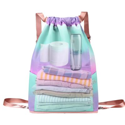 Drawstring Gym Bag | Lightweight Gym Bag | Drawstring Sports Bag | Water-Resistant Gym Bag, Nylon Drawstring Backpack, Gym Sack with Pockets, Polyester Drawstring Bag