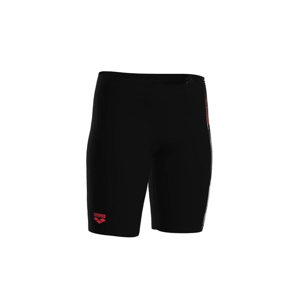 ARENA Feel Boys' Light Tricks Swim Jammer Youth Knee-Length Bathing Swimsuit Pool Beach Summer Junior Sports Swim Shorts, US Size 5Y/22, Black/Multi
