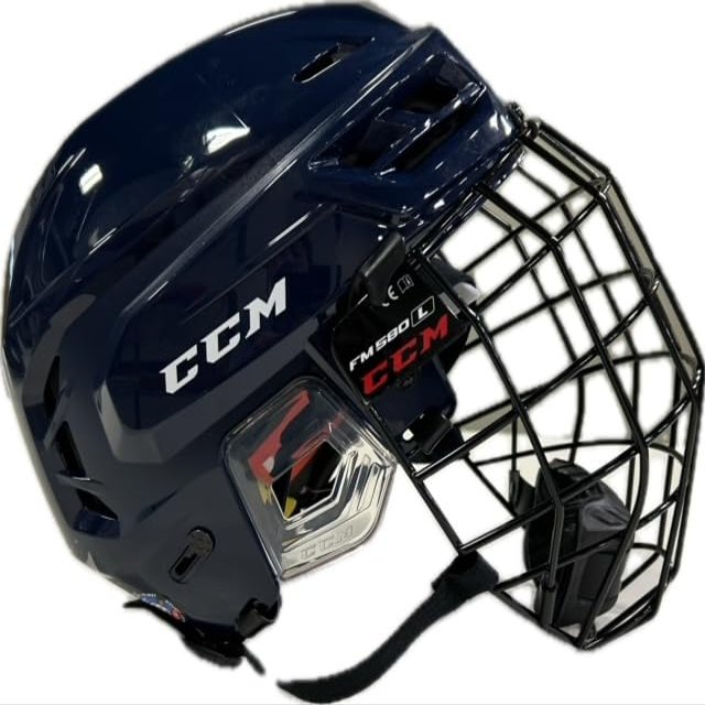 C C M Ice Hockey Helmet-Tacks 720 Combo Helmet-Small-Navy