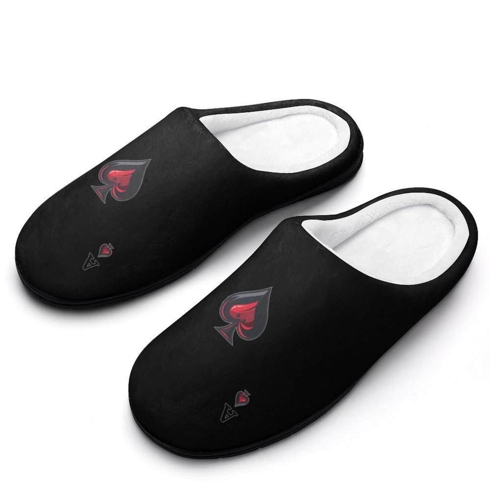 Aceess Cards Poker Men's Cotton Slippers Soft House Shoes Casual Shoes Bedroom Slipper for Home Hotel 9-1042-43