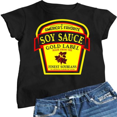 Go All Out XX-Large Black Women Soy Sauce Label Funny Group Halloween Costume T-Shirt