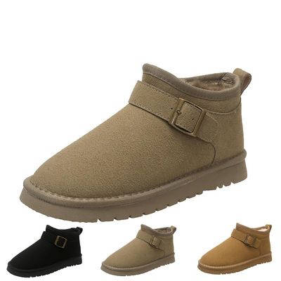 Women Snow Boots Faux Fur Collar Fashion Winter Ankle Booties Lightweight Anti-Slip Faux Fur Lining Shoes
