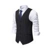 Men's Slim Fit Striped Suit Vest, 5 Button, Single Row, Dress Vest (US, Alpha, Large, Regular, Regular, black) view 1