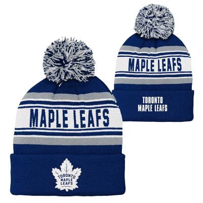 NHL Kids Youth Official Primary Logo Sport Knit Cold Weather Cuffed Pom Beanie Hat (US, Alpha, One Size, Toronto Maple Leafs)