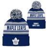NHL Kids Youth Official Primary Logo Sport Knit Cold Weather Cuffed Pom Beanie Hat (US, Alpha, One Size, Toronto Maple Leafs) view 1