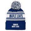 NHL Kids Youth Official Primary Logo Sport Knit Cold Weather Cuffed Pom Beanie Hat (US, Alpha, One Size, Toronto Maple Leafs) view 3