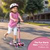 Dribbl 3-Wheel Kids Scooter - Lean-to-Steer Technology, Adjustable Height Handlebar, Wide Deck, Scooter for Boys & Girls Ages 3+, Child Safety Approved, Support Riders Up to 165 lbs, Purple and Pink view 2