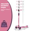 Dribbl 3-Wheel Kids Scooter - Lean-to-Steer Technology, Adjustable Height Handlebar, Wide Deck, Scooter for Boys & Girls Ages 3+, Child Safety Approved, Support Riders Up to 165 lbs, Purple and Pink view 4