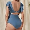 Argzm Maternity Pieced Swimwear Solid Color High Waist Swimsuits Pregnancy Bathing Suits Maternity Bikinis Monokini Gifts view 3