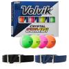 Volvik New Crystal Combi Dual Color Golf Balls 1 Dozen Bundle with Genuine Italian Real Solid Leather Belts (Black and Navy), Unisex view 1