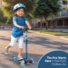 Dribbl 3-Wheel Kids Scooter - Lean-to-Steer Technology, Adjustable Height Handlebar, Wide Anti-Slip Deck, Scooter for Boys & Girls Ages 3+, Child Safety Approved, Support Riders Up to 165 lbs, Blue view 2