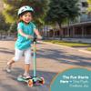 Dribbl 3-Wheel Kids Scooter - Lean-to-Steer Technology, Adjustable Height Handlebar, Wide Deck, Scooter for Boys & Girls Ages 3+, Child Safety Approved, Support Riders Up To 165 lbs, Light Blue/Orange view 2